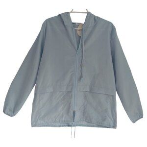 Hount Women's Light Blue Hooded Zip Up Rain Jacket Windbreaker Size S NWT